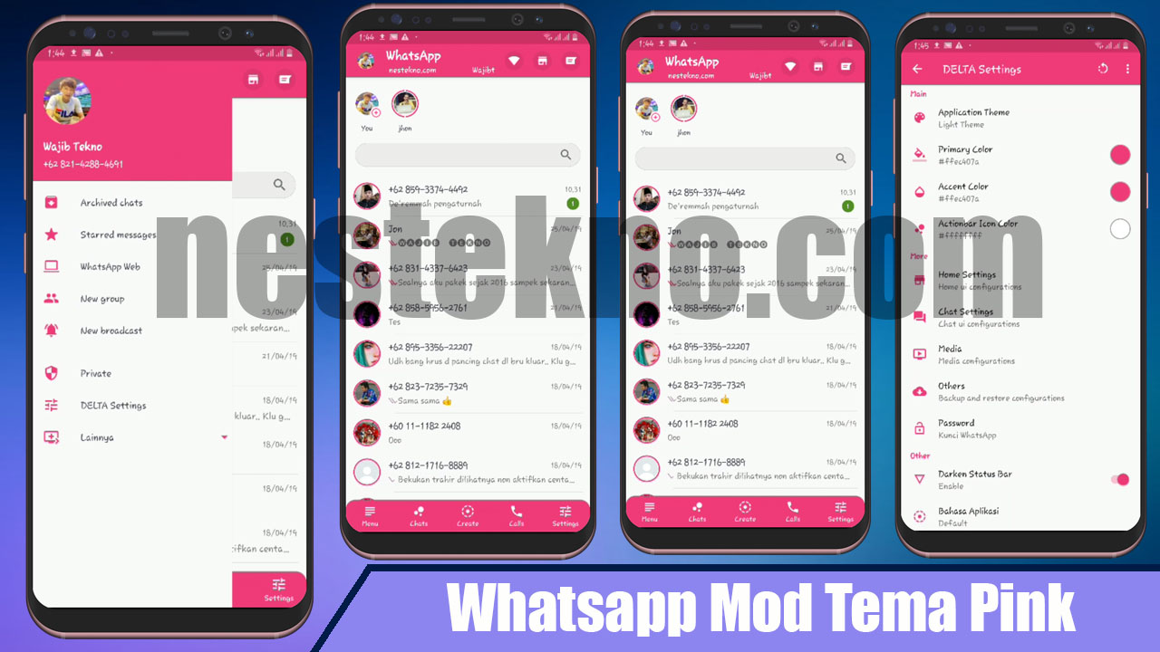 Download Tema WhatsApp Mod Iphone IOS + Instagram Warna Pink
