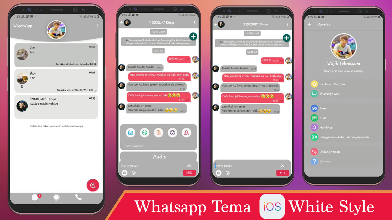 Download Tema Whatsapp Mod Iphone IOS 12 2019 (Black Theme)